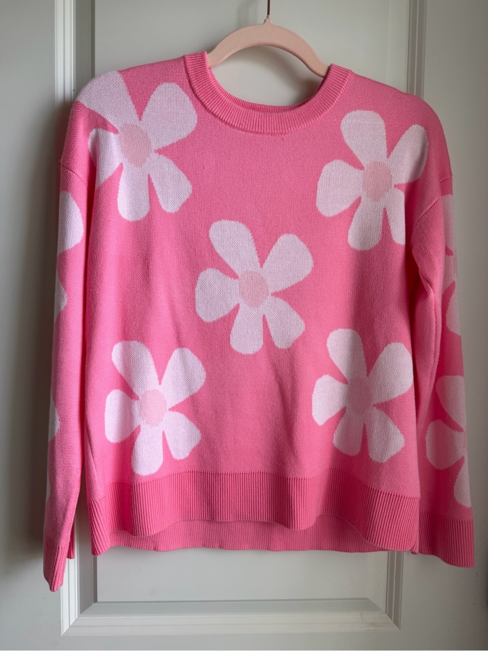 Lilly Pulitzer Pink Crewneck Sweater with Floral Motif